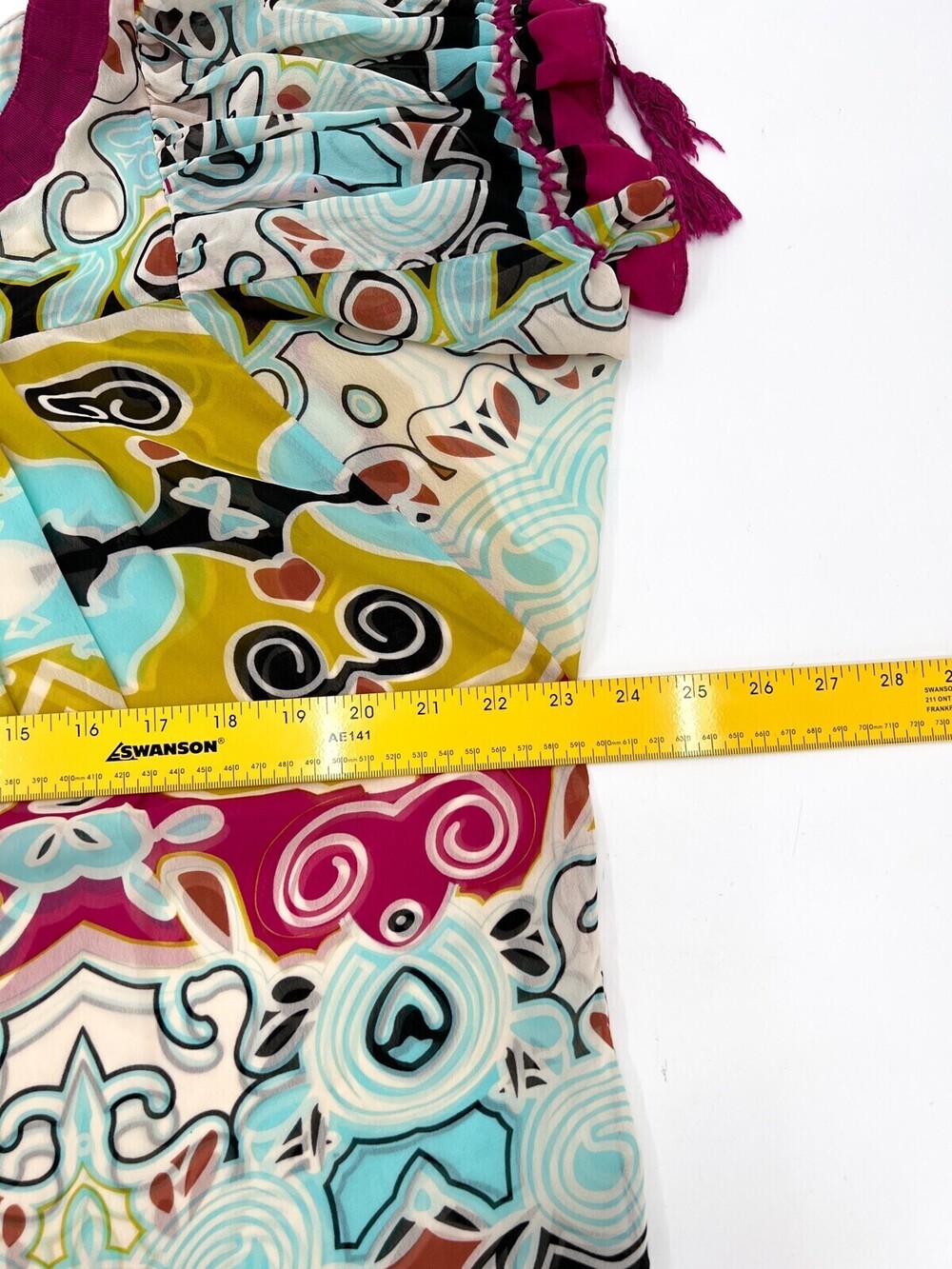 Nicole by Nicole Miller Shirt Womens 8 Multicolor Blouse Sheer Round Neck * - Picture 6 of 8